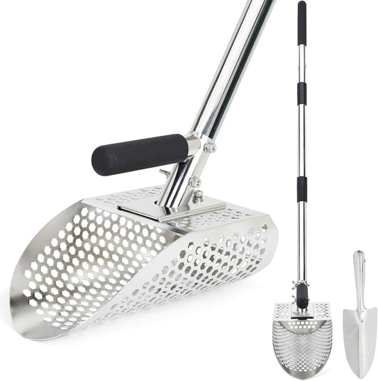 Sand Scoop for Metal Detecting Stainless Steel Metal Detector Scoop with Long Steel Handle Sand Sifter for the Beach
