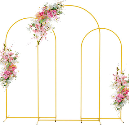 Wedding Arch Backdrop Stand 7.2FT, 6.6FT, 6FT Set of 3 Gold Metal Arch Backdrop Stand