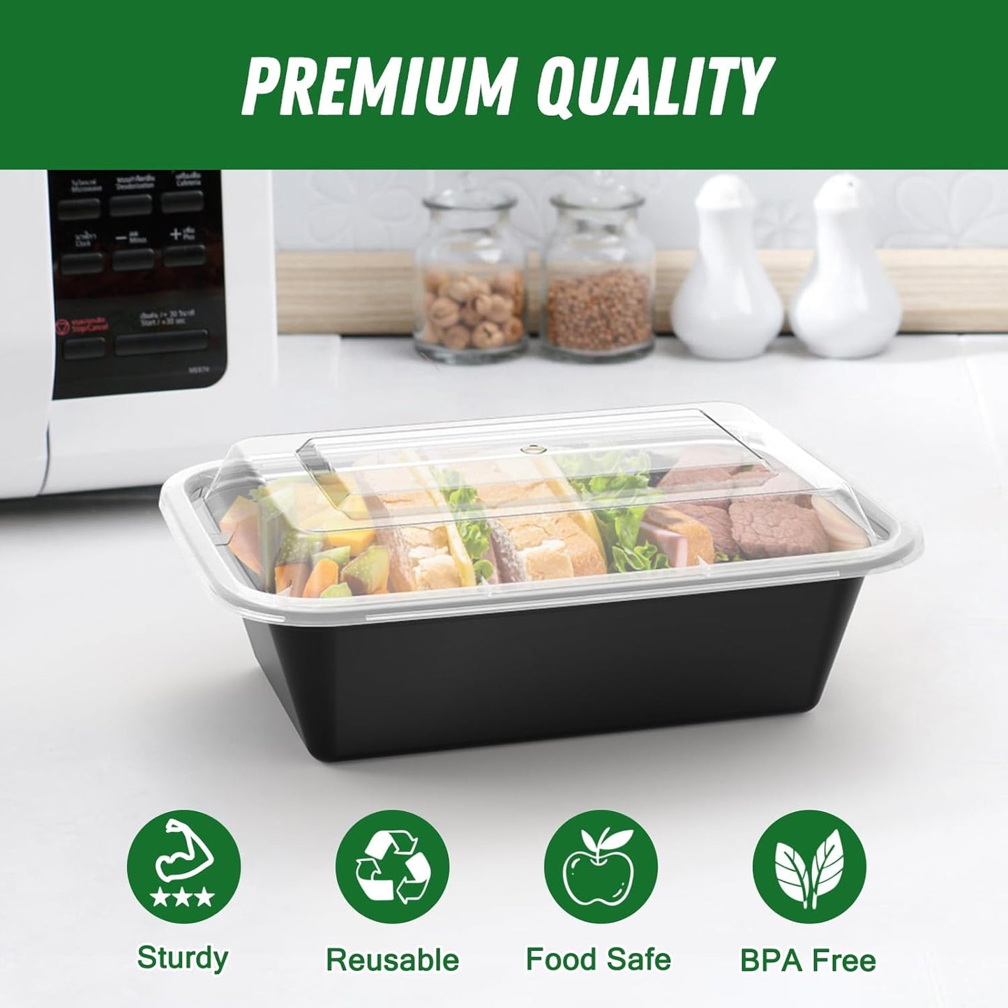 50 Pack 24 oz Meal Prep Containers Reusable with Lids Sturdy Leakproof & Food Safe Microwave Freezer Dishwasher Safe Prep Containers