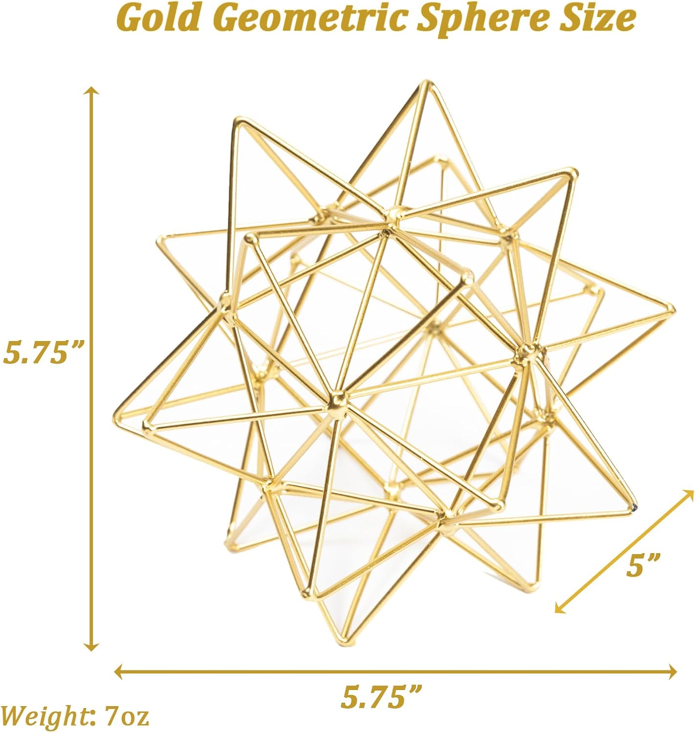 5.75" Gold Decorative Sphere Metal Geometric Tabletop Decoration Abstract Gold Decorative Ball