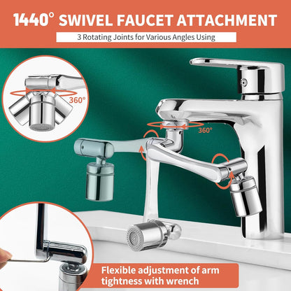 Extender Sink-Aerator 2-Mode Splash Water Tap Extension Kitchen Bathroom 360 Rotate Spray Attachment