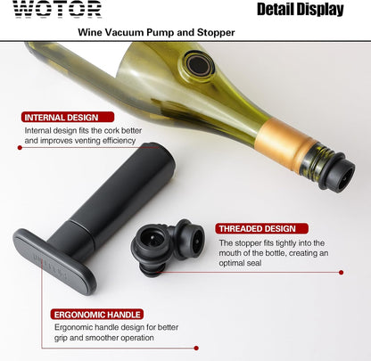 Wine Saver Vacuum Pump with 4 Stoppers Wine Stopper & Preserver Reusable Bottle Sealer