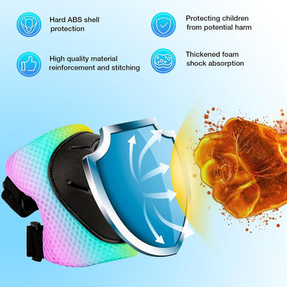 Knee Pads Elbow Pads with Wrist Guards for Ages 3-12 | 3-in-1 Safety Protective Gear for Skating Cycling Biking