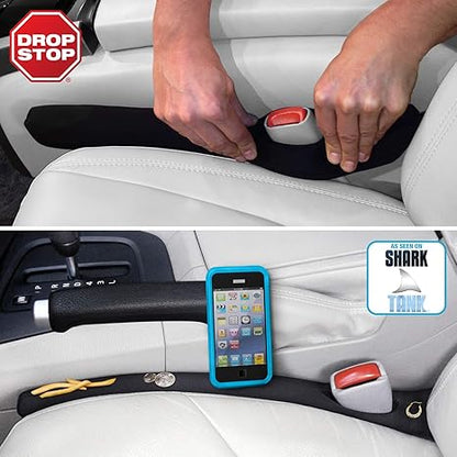 The Original Patented Car Seat Gap Filler AS SEEN ON Shark Tank Set of 2 and Slide Free Pad and Light