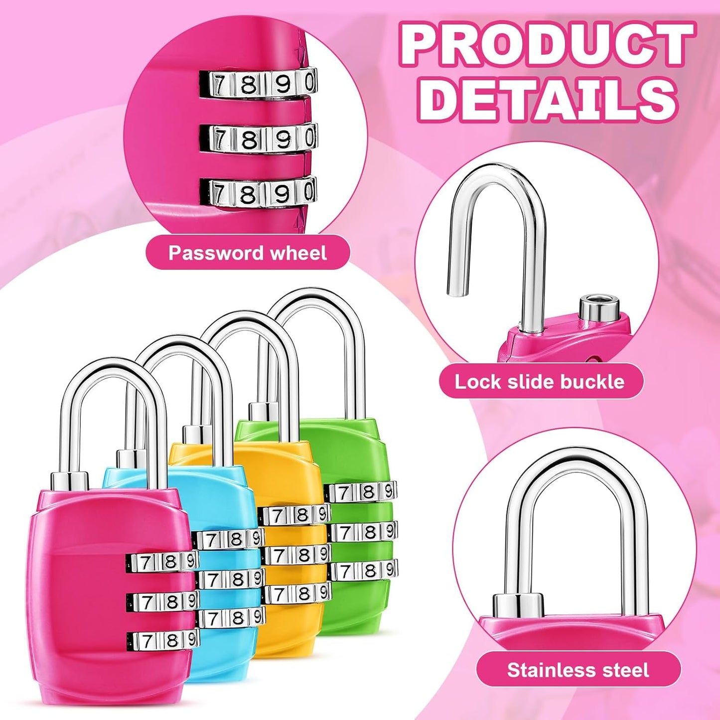 10 Pcs Digit Combinations Padlock Safe Cipher Lock Mini Combination Resettable Number for Suitcases Luggage