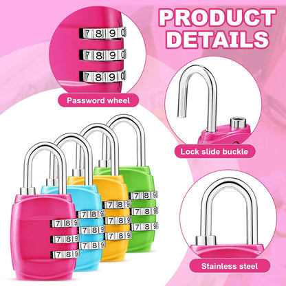10 Pcs Digit Combinations Padlock Safe Cipher Lock Mini Combination Resettable Number for Suitcases Luggage