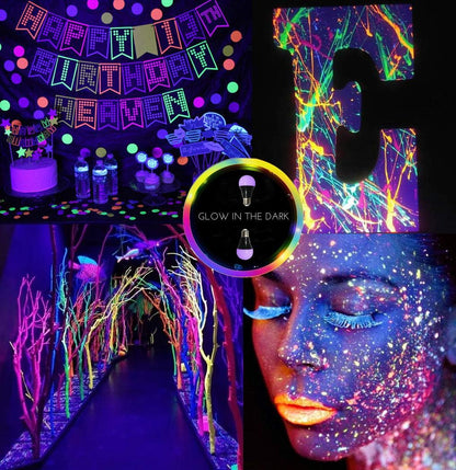 UV Led Black Light Bulb 2 Pack 8W 60W Equivalent) A19 E26 Blacklight Bulb UVA Level 385 400nm Glow in Dark for Body Paint