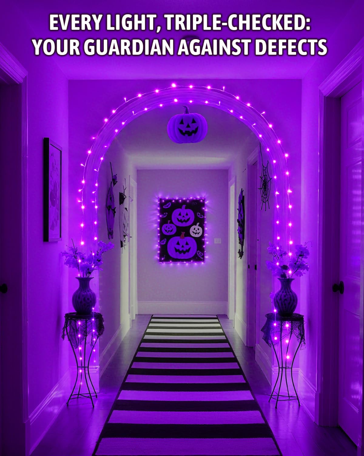 String Lights Battery Operated Purple Fairy Lights with Timer Waterproof 16.4ft 50 LED