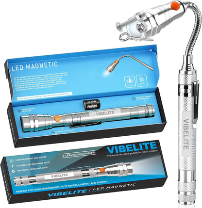 Extendable Magnetic Flashlight with Telescoping Magnet Pickup Tool-Cool Gadget Gifts for Men Women