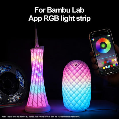 App Control Led Lamp Kit 001 for Bambu Lab 3D Printer Light Iridescent RGB LED Strip Light Bundle