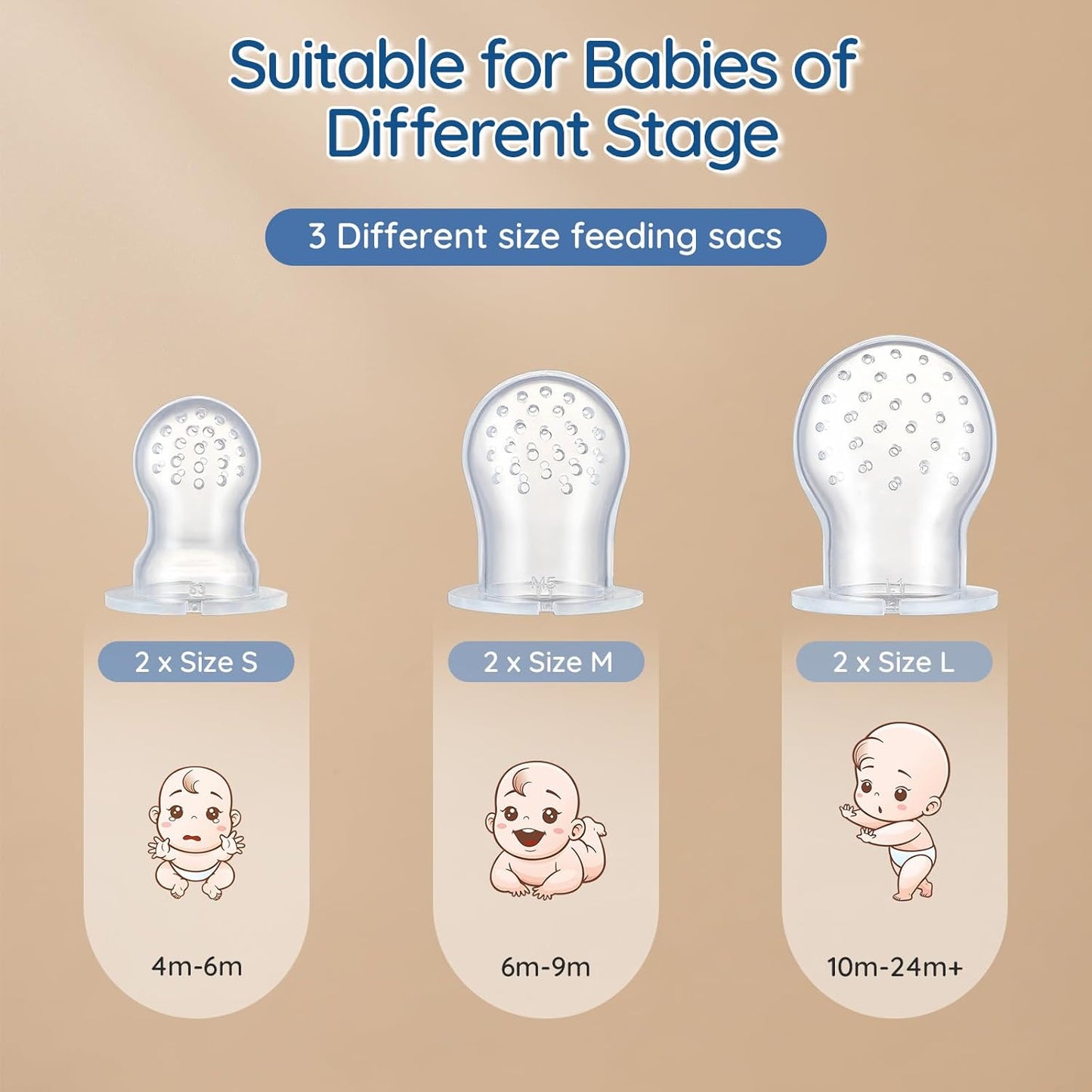 2 Pack Silicone Baby Fruit Feeder with Mini Freezer Tray Breastmilk Popsicle Molds for Baby Teething Relief