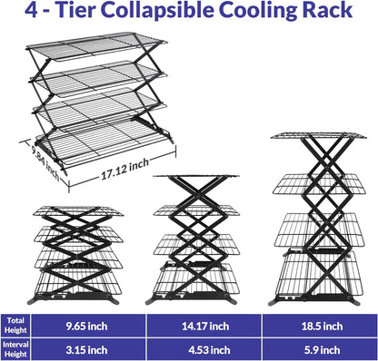 Upgraded Collapsible Cooling Rack with Adjustable 3 Setting Design Stackable Roasting Cooking