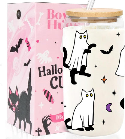 Cute Halloween Gifts Spooky Boo Basket Stuffers for Women Teens Boy Girls Kids  16oz Glass