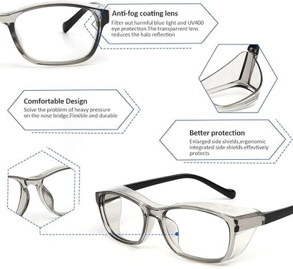 Kids Safety Glasses Anti Fog Goggles with Side Shield & Blue Light Blocking Glass Protective Eyewear