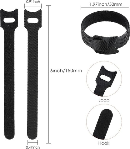 6 Inch Cable Ties Reusable Multi-Purpose Wire Ties Cord Organizer Adjustable Cable Management