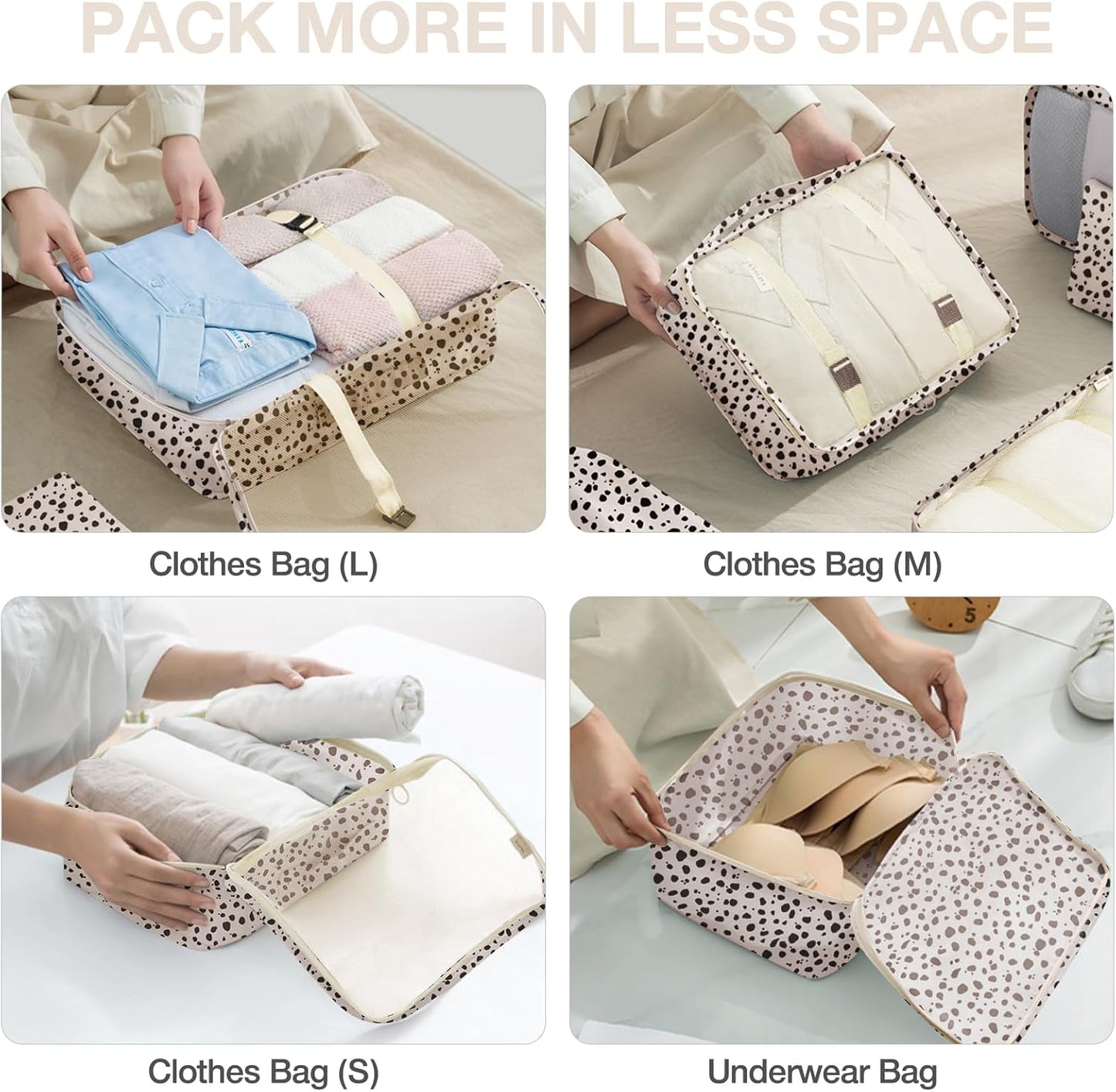 8 Set Packing Cubes for Suitcases, Packing Cube with Shoe Cosmetics Clothing and Accessories Bags Packing Cubes