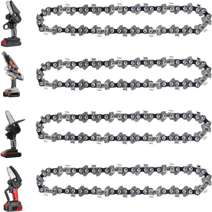 4 Pack 8 Inch Chainsaw Chains Replacement 1/4" Pitch 47 Drive Links .043" Gauge for Mini Cordless Electric Chain