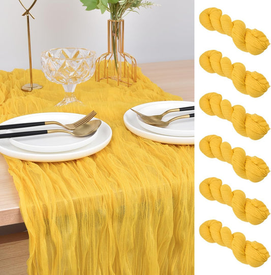 6 Pack Yellow Cheesecloth Table Runner Spring Easter 10Ft Rustic Gauze Boho Cheese Cloth Table Runner
