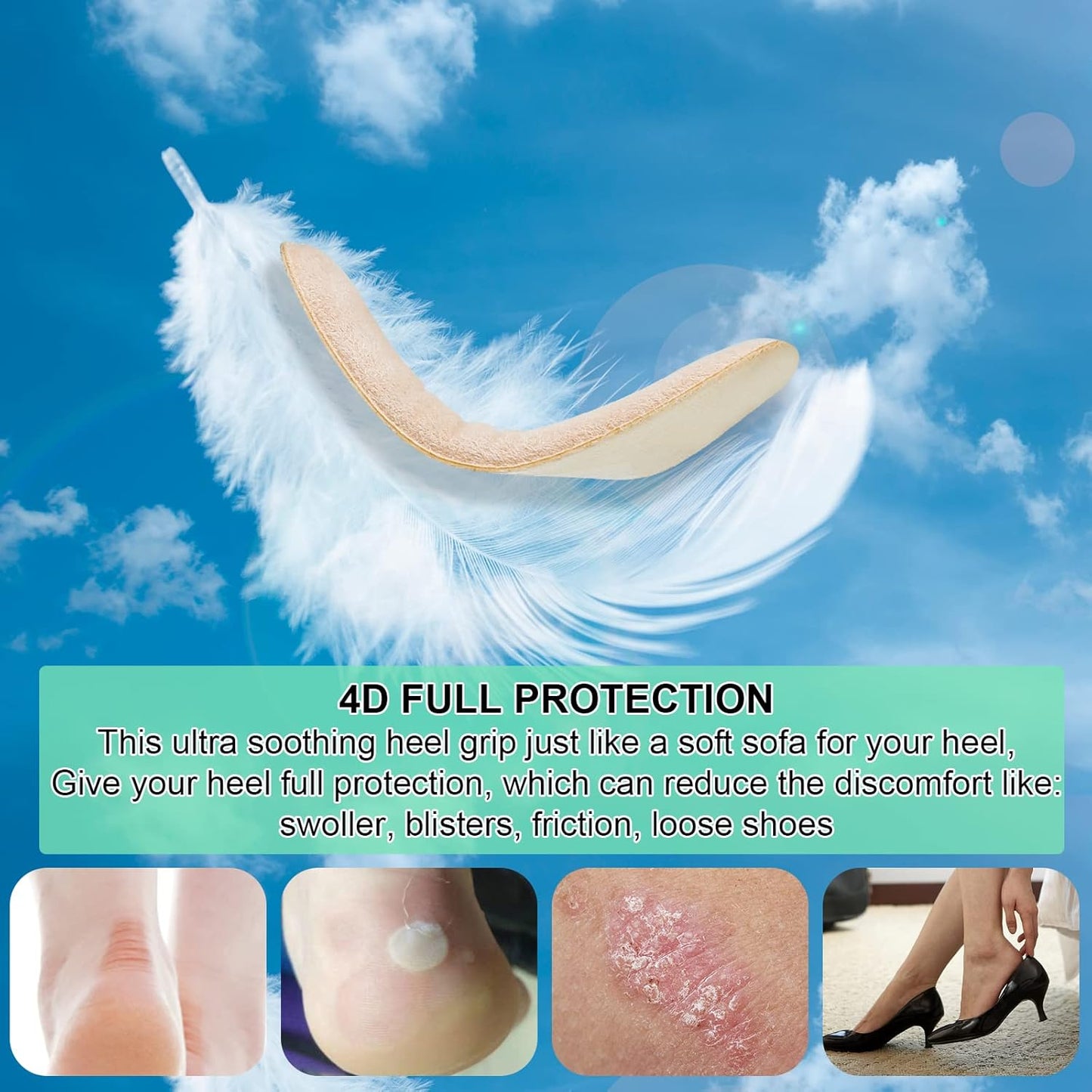 Heel Grips Liner for Loose Shoes Heel Cushion Pads Heel Inserts for Shoe Too Big Men Women Ultra Soothing Heel Protectors for Heel Pain