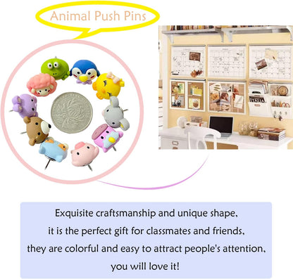 30 Pcs Animal Push Pins Decorative Push Pins Cute Animal Thumbtack for for Cork Board Photo Wall