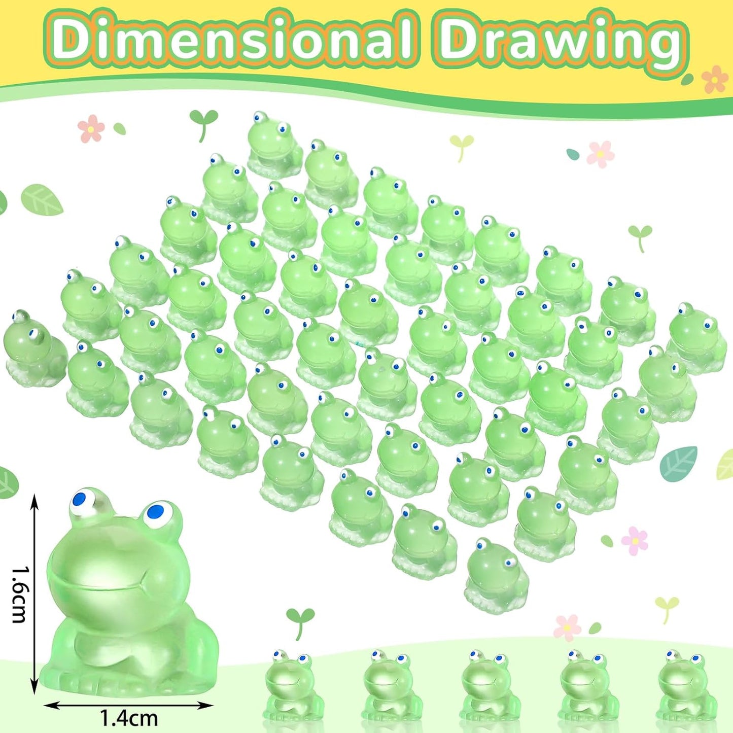 100 Pcs Frogs Miniature Figurines Animals Glow in The Dark Tiny Frogs for Garden Landscape