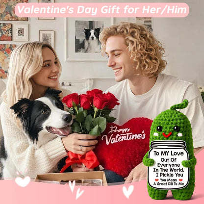 Handmade Crochet Pickle Valentines Gifts for Wife Husband, I Love You Birthday Gift