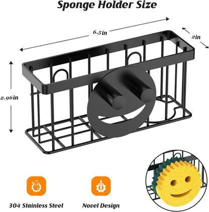 Sponge Holder Smiley Face Sink Caddy for kitchen Sink Kitchen Organizer Sponge Holder with 2 PCS Suction Cups