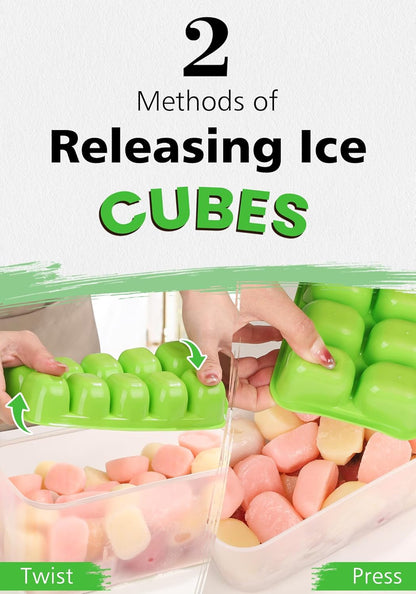 4 Pack Ice Bucket Kits, Stackable Silicone Ice Trays for Freezer, Easy Pop Out