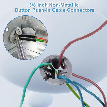 120 PCS 3/8-1/2 Inch Non Metallic Button Push-in Bulk Connector Cable Connectors Electrical Conduit Fittings