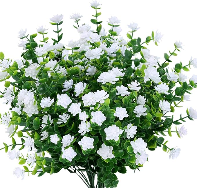 Fake Artificial Greenery UV Resistant No Fade Faux Plastic Plants for Wedding Bridal Bouquet