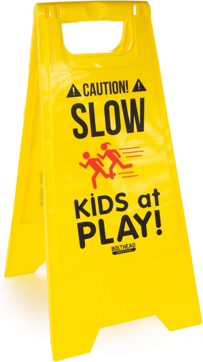 Pack of 4 Caution Slow Kids at Play Child Safety & Slow Down Signs Double-Sided Neighborhoods