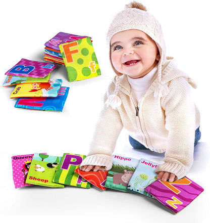26 Pieces Soft Alphabet Cards with Cloth Storage Bag for Babies Infants Toddlers and Kids
