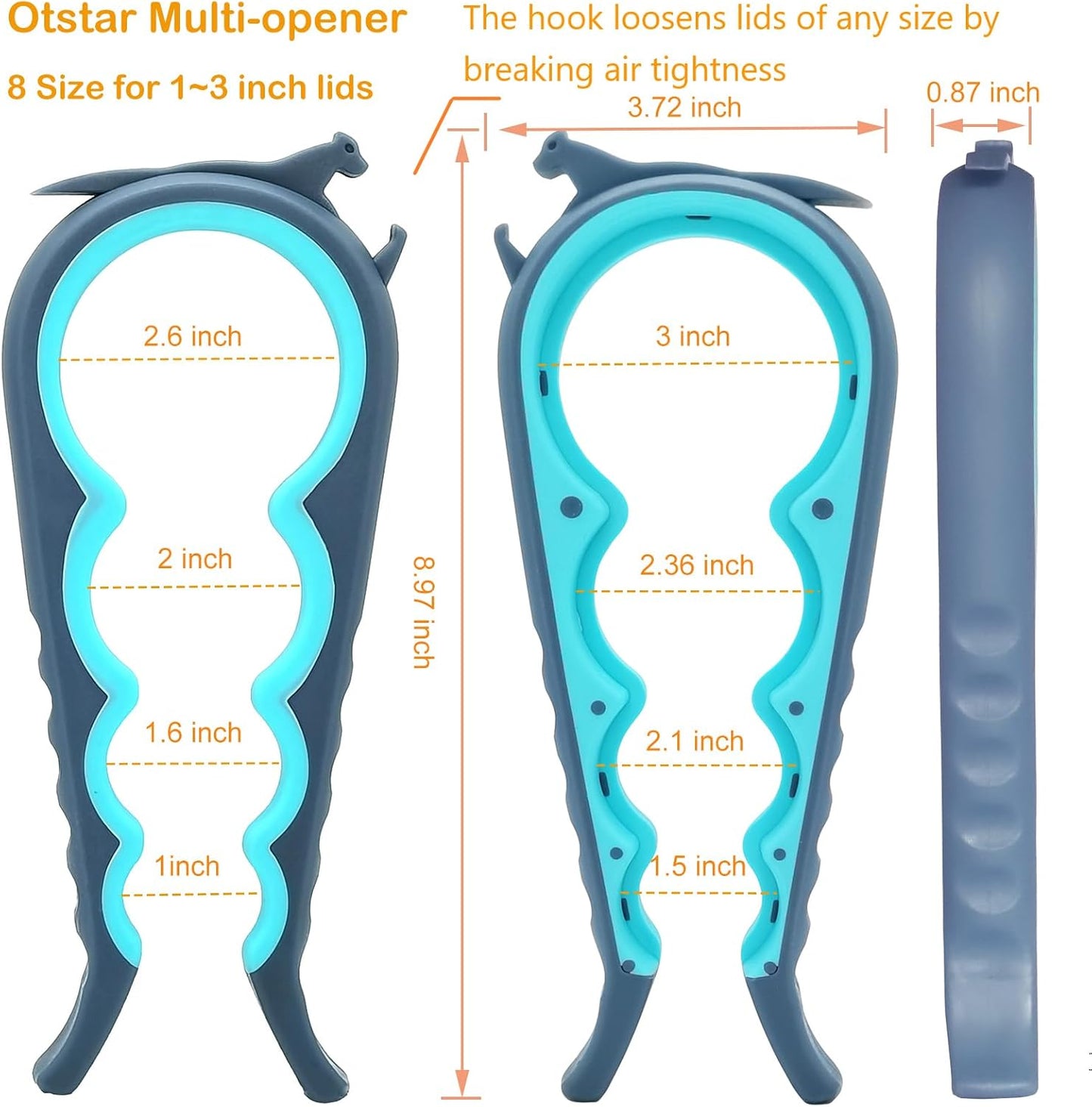 6-in-1 Jar Opener & Bottle Opener Set for Weak Hands Multi-Function Kitchen Opener Tool