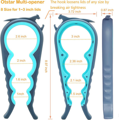 6-in-1 Jar Opener & Bottle Opener Set for Weak Hands Multi-Function Kitchen Opener Tool