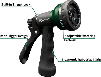 ABS Water Spray Nozzle with 7 Adjustable Watering Patterns Slip Resistant for Watering Plants