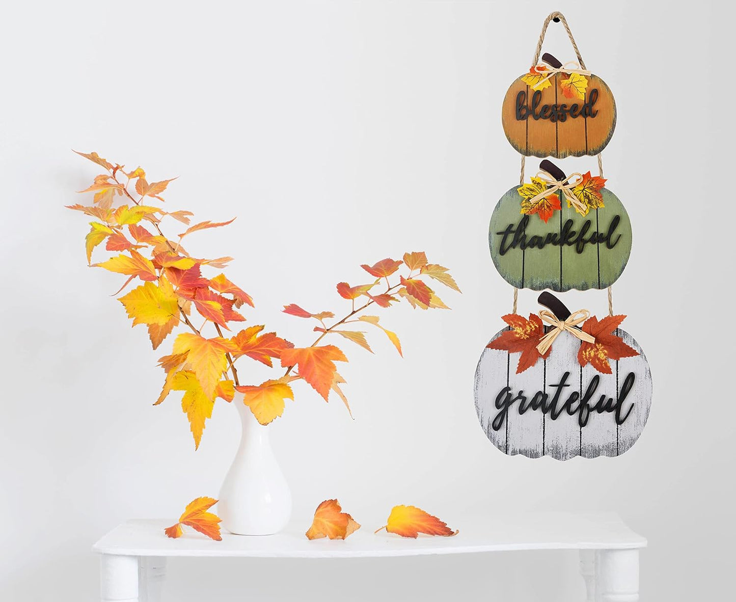 Fall Decorations for Home Blessed Grateful Thankful Door Sign Fall Decor Thanksgiving Decorations