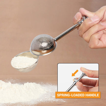 Flour Duster for Baking One-Handed Operation 304 Stainless Steel Powdered Sugar Shaker Duster