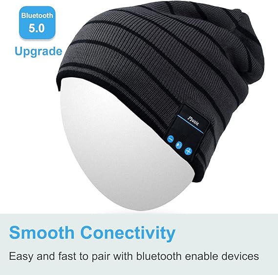 Bluetooth Beanie Hat Wireless Headphone for Outdoor Sports Xmas Gifts Stocking Stuffers