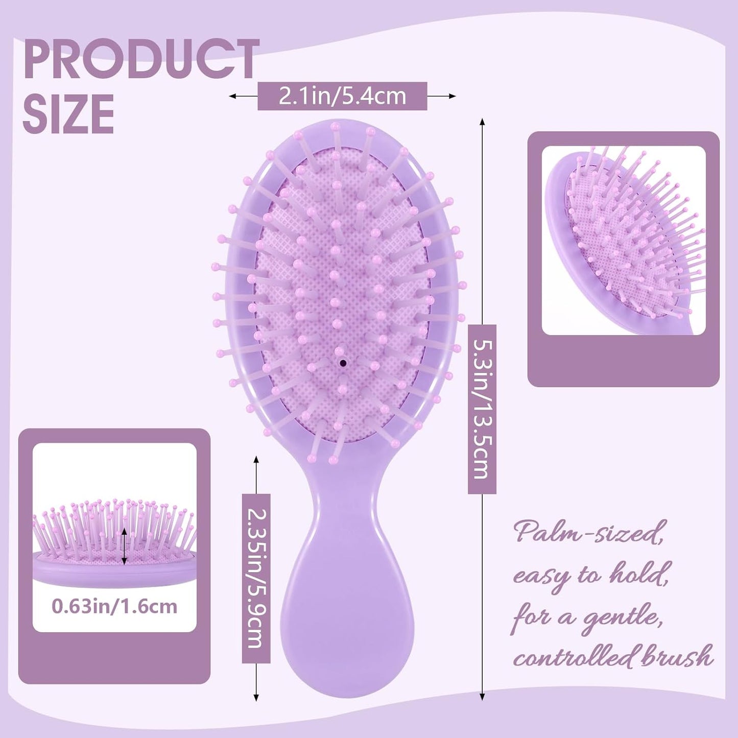 12 Pack Mini Detangling Brushes 12 Colors for Wet & Dry Hair Compact Travel Hairbrush for Teens & Adults