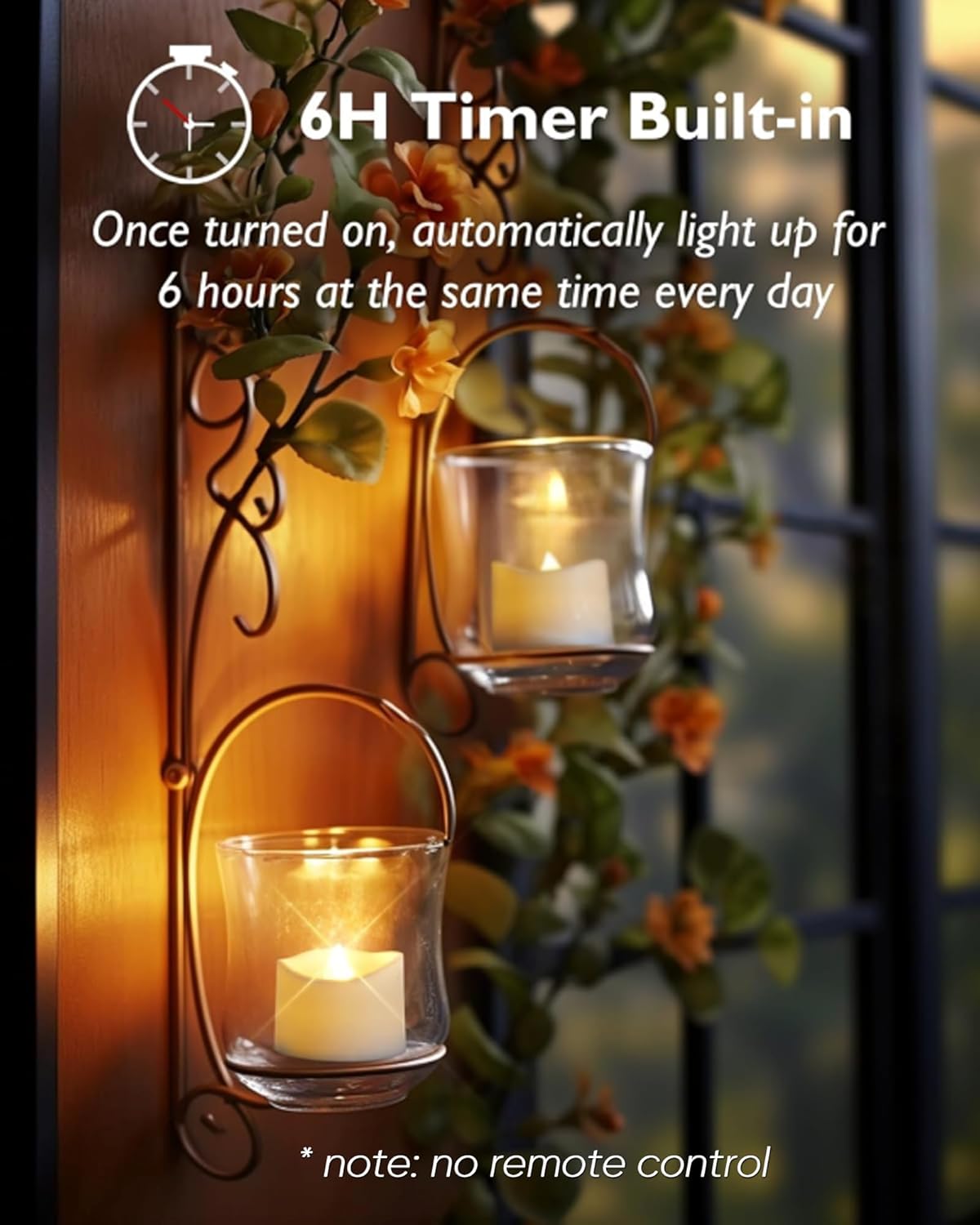 12 Pack Timer Tea Lights Candles Battery Operated 6H Timer Built-in, Auto On Daily, Flameless LED Tealight