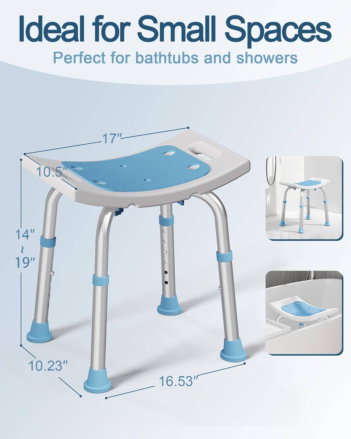 Shower Chair for Inside Shower 400 lbs Adjustable Shower Stool with Suction Feet Shower Seat