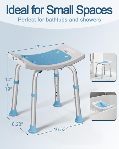 Shower Chair for Inside Shower 400 lbs Adjustable Shower Stool with Suction Feet Shower Seat