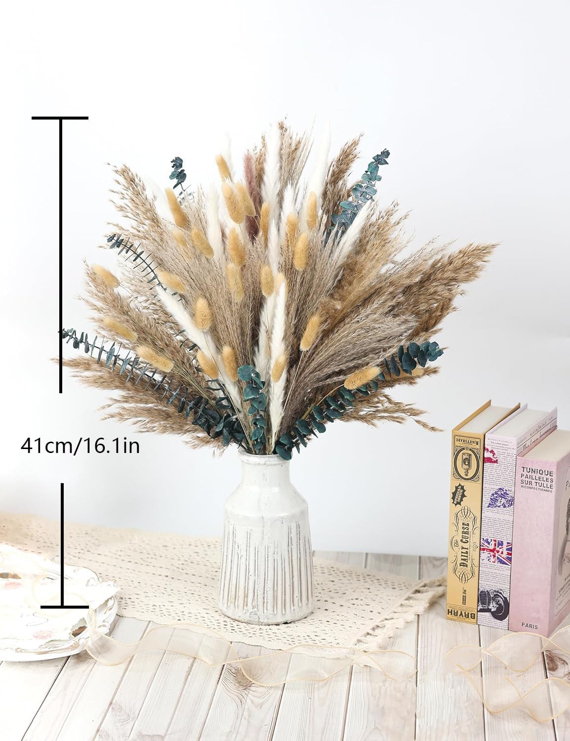 120 PCS Dried Pampas Grass, Dried Flowers, Reed Grass Bouquet for Bohemian Flowers
