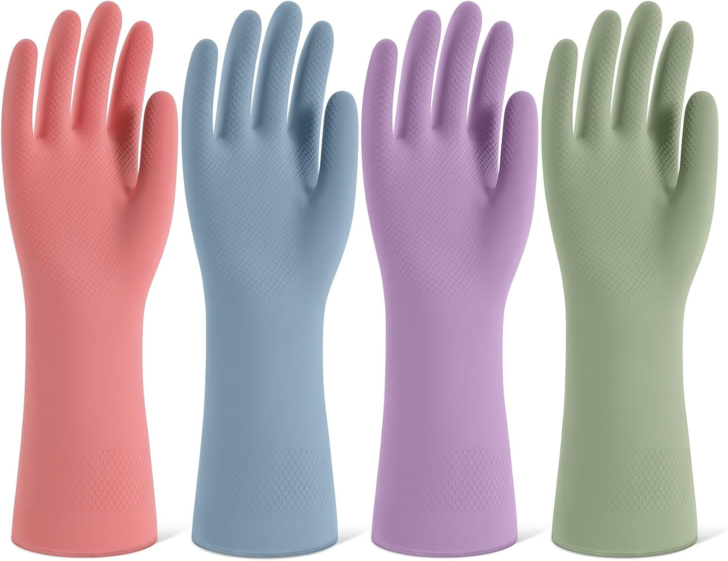 4 Pairs Reusable Kitchen Gloves for Washing Dishes and Household Cleaning Colorful Dish Gloves