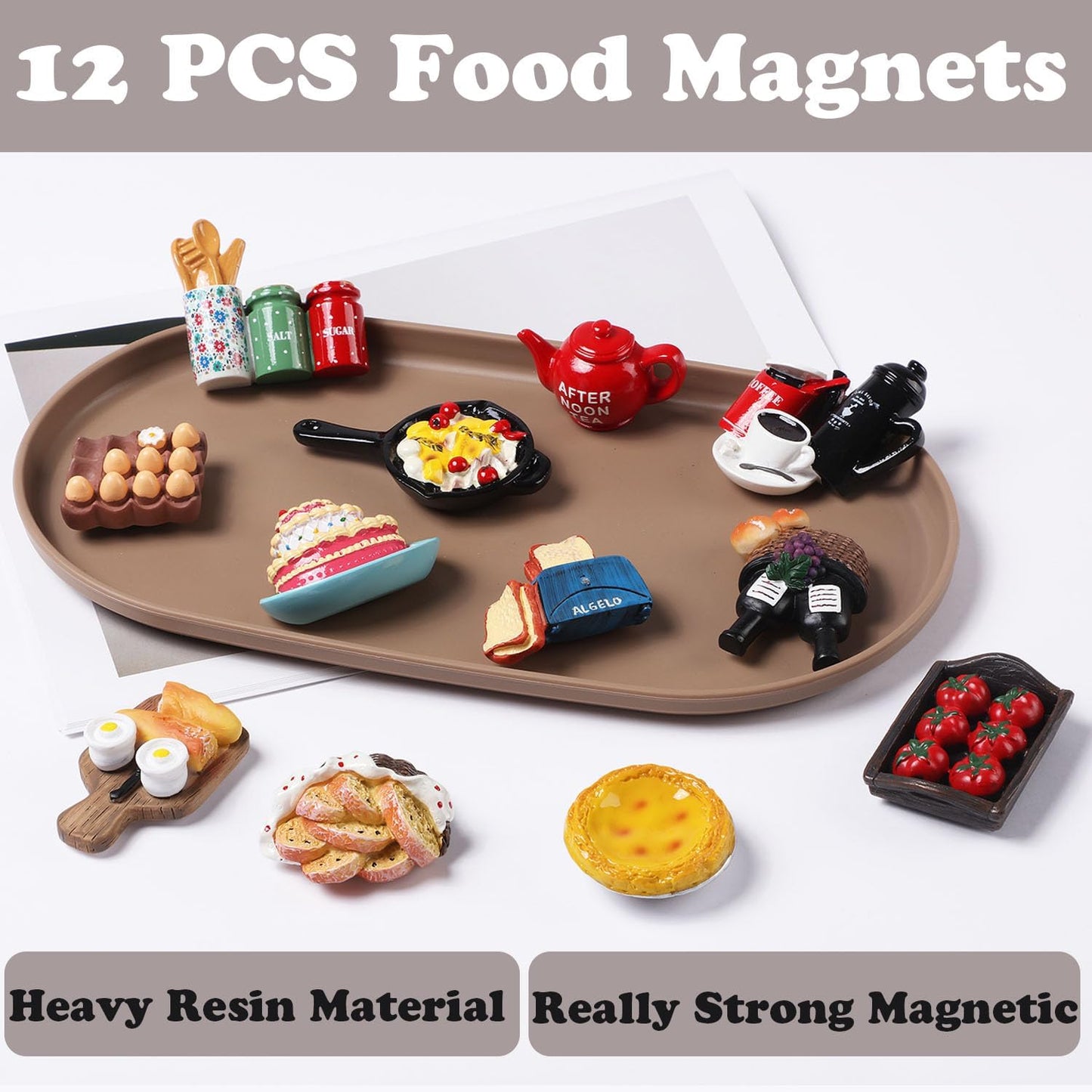 12pcs Cute Food Fridge Magnets for Fridge Cute Magnet Refrigerator Stickers for Kitchen Magnet Decorative