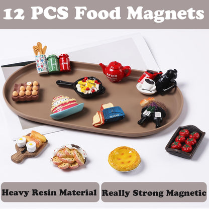 12pcs Cute Food Fridge Magnets for Fridge Cute Magnet Refrigerator Stickers for Kitchen Magnet Decorative