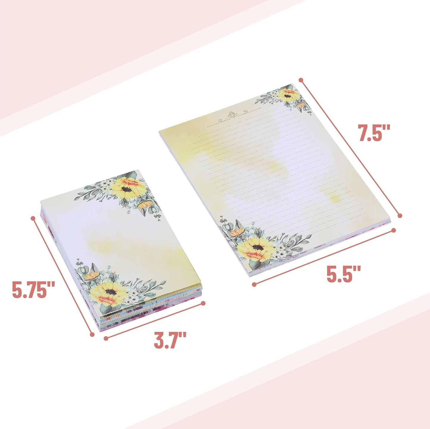 48 Letter Writing Paper with 24 Envelopes, Cute Stationary Set for Writing Letters
