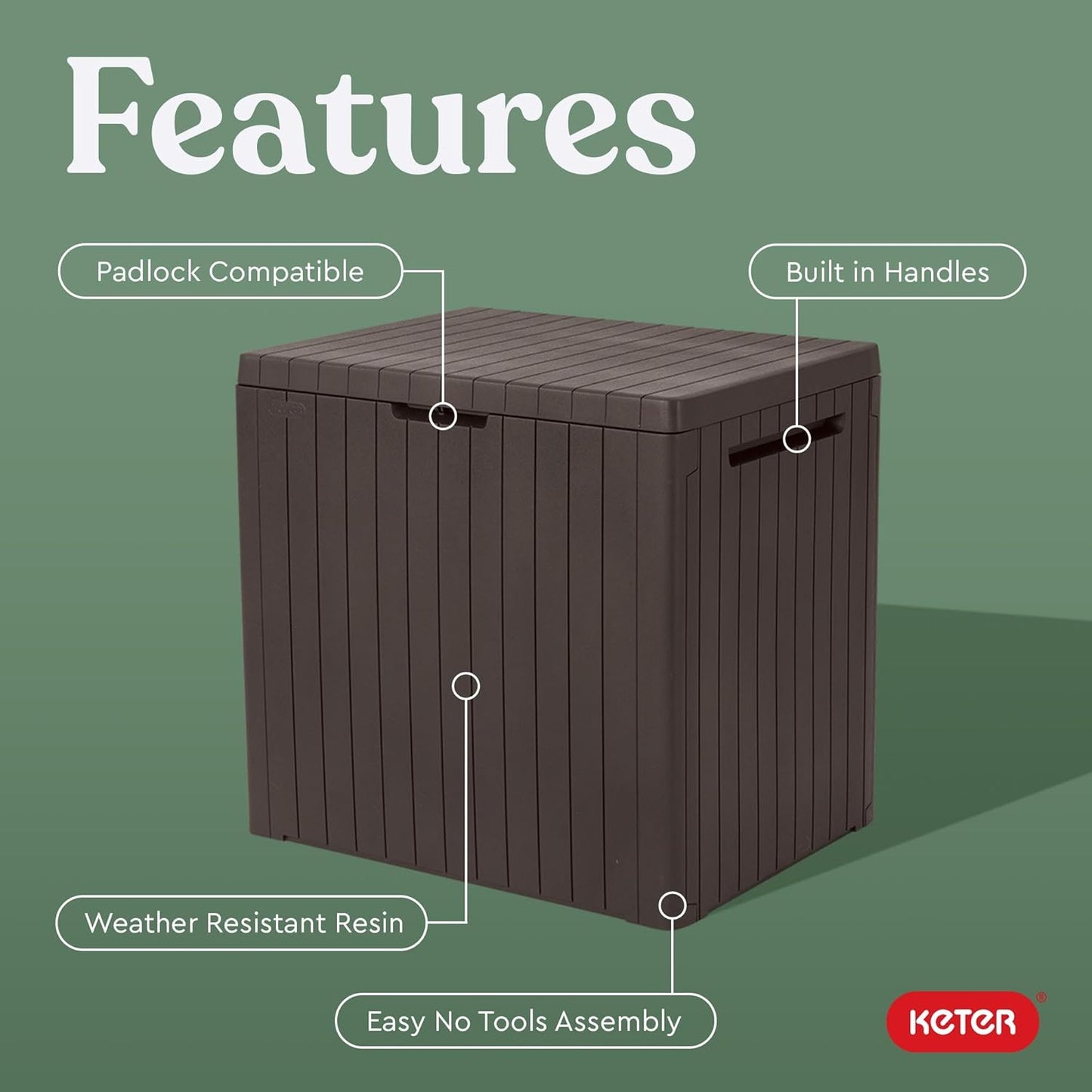 30 Gallon Resin Outdoor Storage Box and Patio Furniture Side Table for Pool and Garden