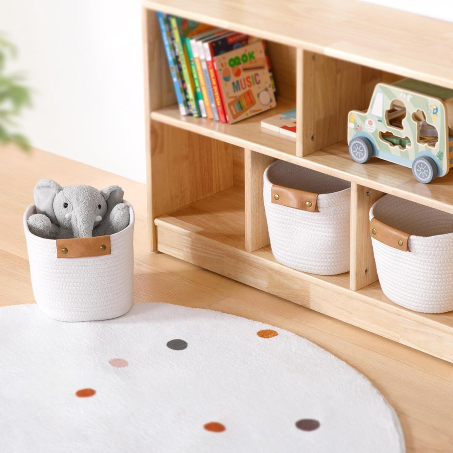 Storage Basket Set 3 Pack Baskets for Shelves, White Storage Baskets for Organizing Toys