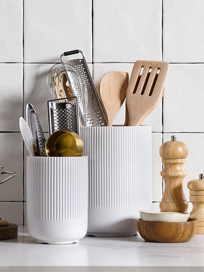 Utensil Holder 7.3"+5.4" Ceramic Kitchen Utensil Holder for Countertop Large Cooking Utensil